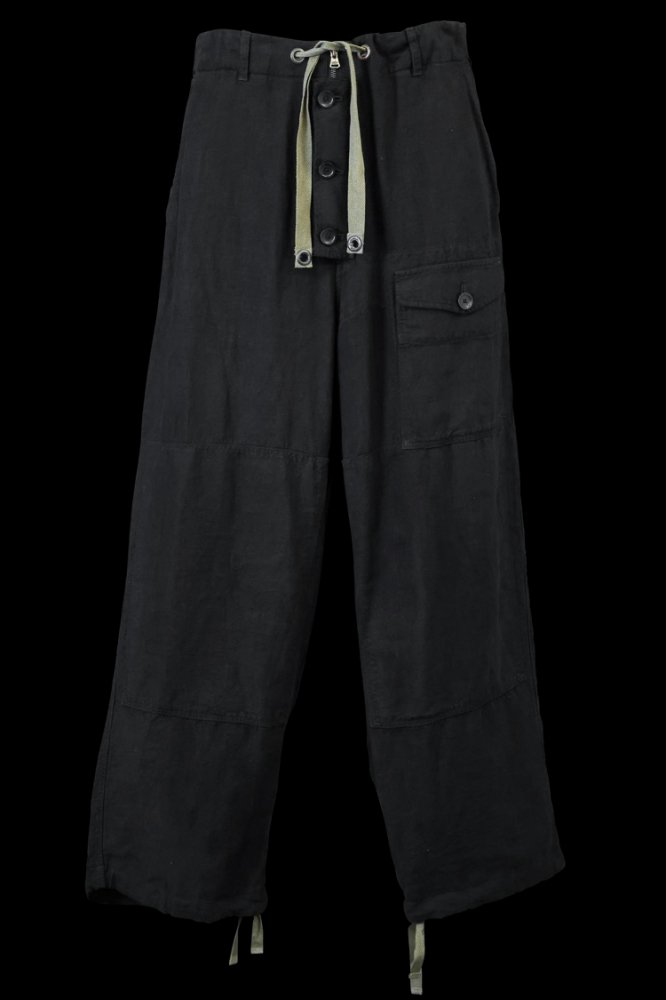 LINEN CANVAS GARMENT-DYED BRITISH ARMY WIDE TROUSERS