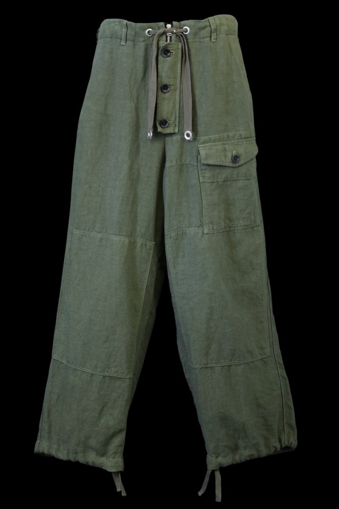 LINEN CANVAS “GARMENT-DYED” BRITISH ARMY WIDE TROUSERS