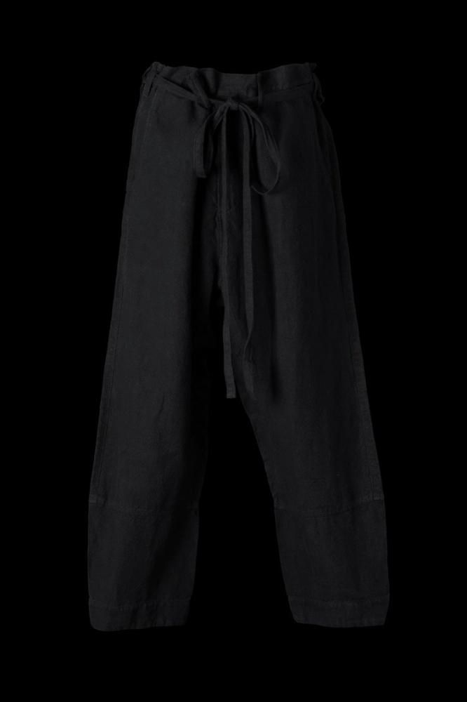 LINEN CANVAS “GARMENT-DYED” KNOT WAIST WIDE PANTS - BACKLASH