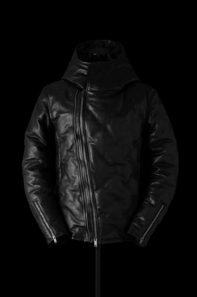 INCAS ITALY CALF 0.8mm STITCH POLISH WHITE GOOSE DOWN HOODED BLOUSON W