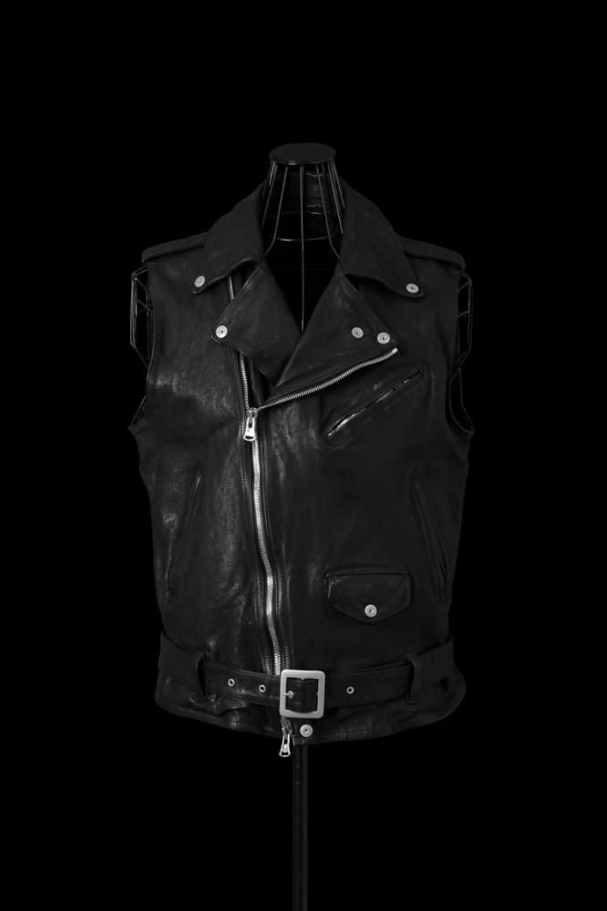 JAPAN CALF NATURAL DYED GARMENT-WASH DOUBLE RIDERS VEST