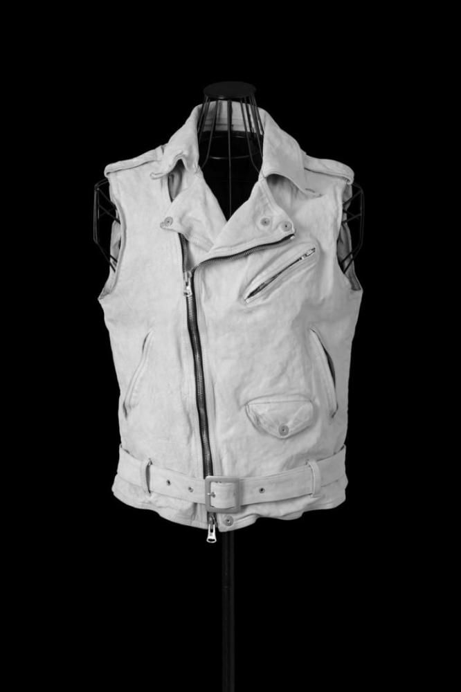 JAPAN CALF NATURAL DYED GARMENT-WASH DOUBLE RIDERS VEST