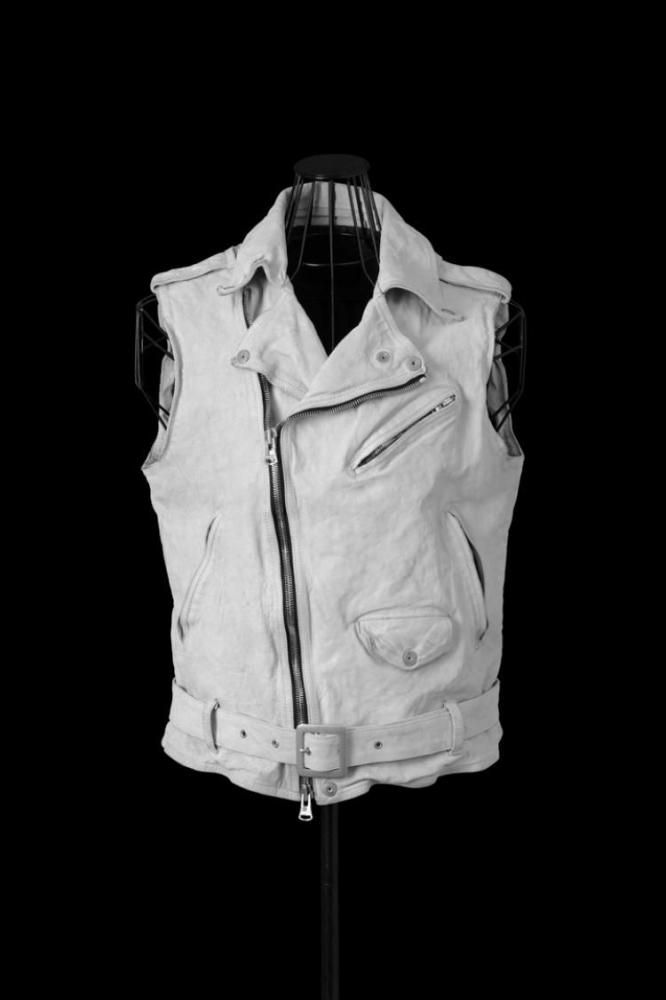 JAPAN CALF NATURAL DYED GARMENT-WASH DOUBLE RIDERS VEST