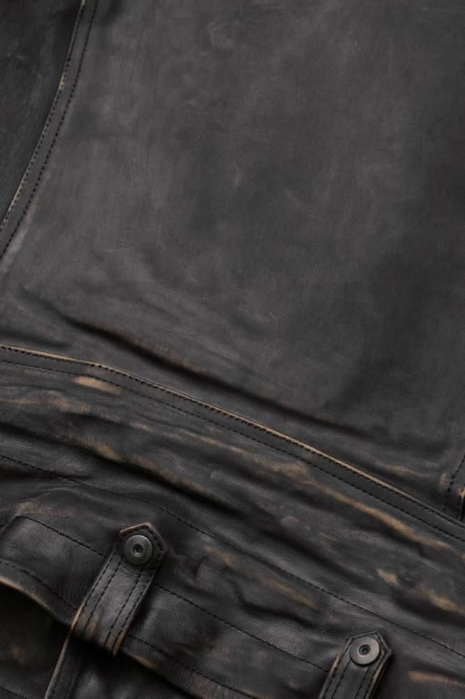 美品バックラッシュMARYAMイタリーキップ製品染めレザージョグパンツ黒 ISAMU KATAYAMA BACKLASH - MARYAM Kip Garment Dye Leather