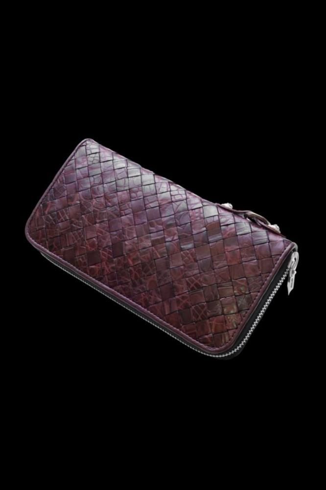 THE LINE CROCODILE MESH+SILVER925 PARTS ROUND FASTNER WALLET