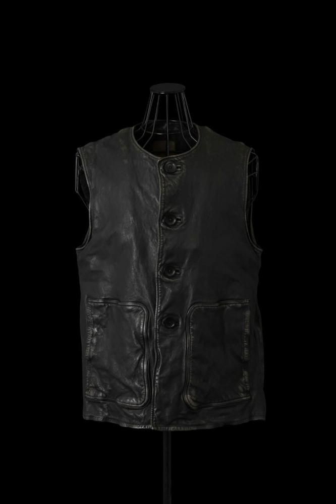 JAPAN STEER WHITE+MIMOSA/TANNED GARMENT-DYED+USED-PROCESSED JERKIN VEST