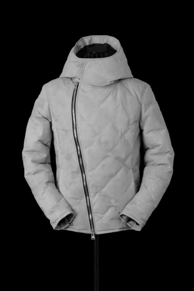 JAPAN STEER 0.6mm STITCH POLISH WHITE GOOSE DOWN HOODED BLOUSON
