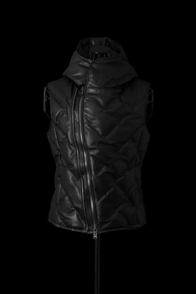 JAPAN STEER 0.6mm STITCH POLISH WHITE GOOSE DOWN HOODED VEST W 