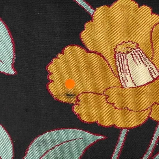 名古屋帯作り帯　椿 名古屋帯 六通柄 美品 しつけ糸付き 正絹 花柄 名古屋仕立て 箔