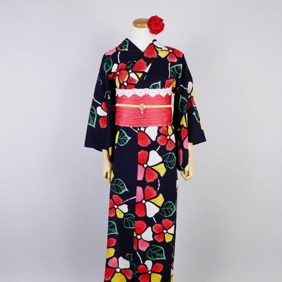 浴衣 型染 注染 藍染 ボタン 昭和レトロ