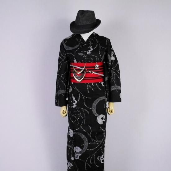 浴衣セット ドクロ注意報 男性浴衣 Akarie