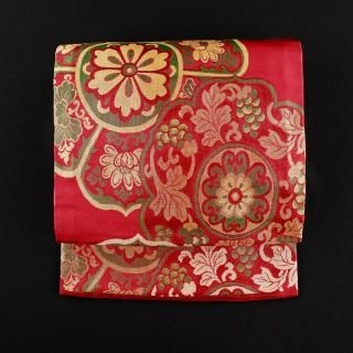 アンティーク名古屋帯 黒繻子 カラフル南蛮船 -Akarie アンティーク名古屋帯 黒繻子 カラフル南蛮船 -Akarie