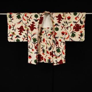 (あ967)アンティーク振袖㊗️白黒ボーダーの青海波 祝い柄模様の片輪 ④点セット あ967)アンティーク振袖㊗️白黒ボーダーの青海波 祝い柄模様の片輪