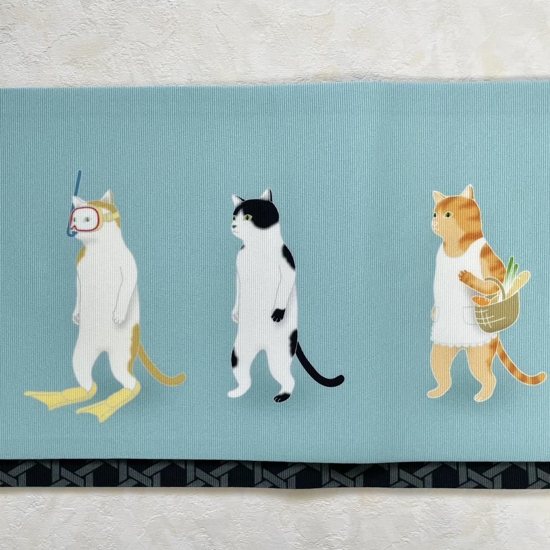 ☆新品☆波乗りネコ☆高級☆日本製☆猫サーフィン小袋帯☆新品袋