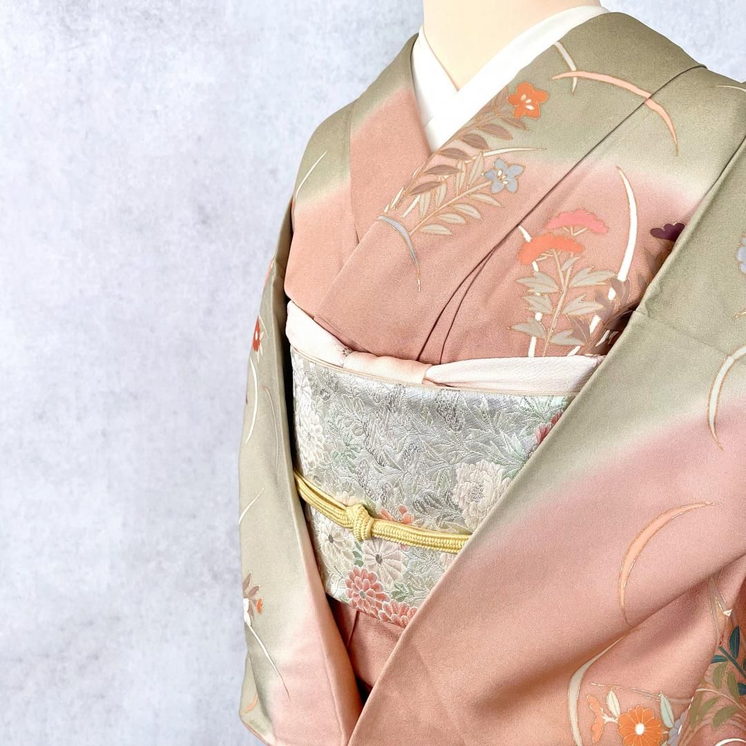 ゆみ 3点 紗袷 蝶刺繍 金彩 付け下げ訪問着 紋なし ゆみ 3点 紗袷 蝶刺繍 金彩 付け下げ訪問着 紋なし お仕立