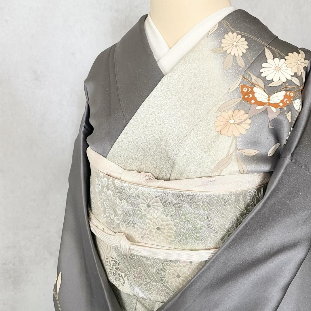 雪芝と蝶々の訪問着 - アンティーク＆リサイクルキモノ 千すけ 着物