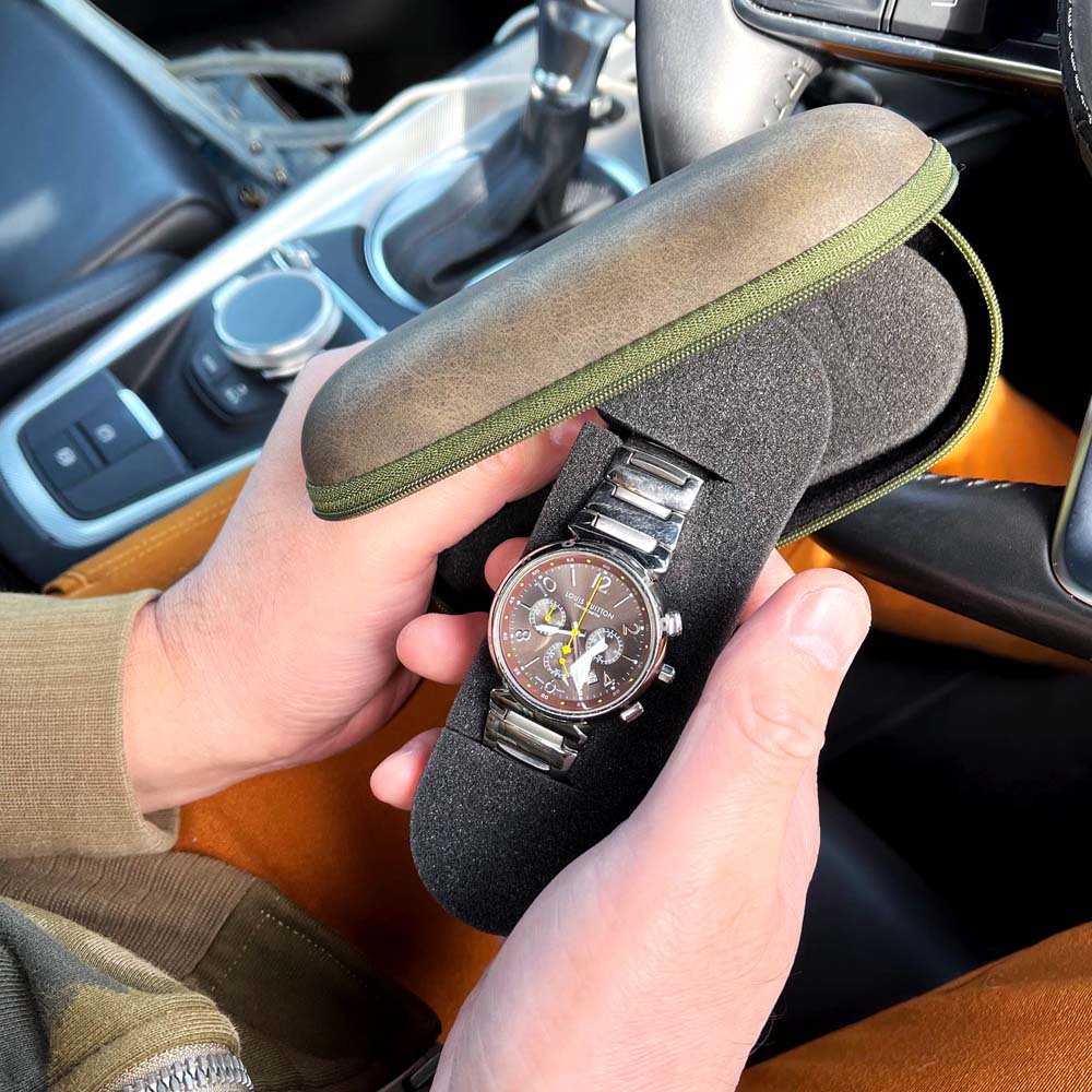時計ケース 腕時計 携帯収納ケース 1本収納 4カラー ブラック ブルー カーキ レッド 出張 旅行にも便利 持ち運びやカバンの中でも安全に時計を保護します  BI324197