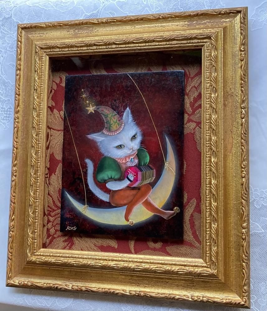 「月夜のおとぎ話」｜絵画 原画 抽象画 動物画 猫の絵 イラスト ドローイング 月夜のおとぎ話」｜絵画 原画 抽象画 動物画 猫の絵 イラスト