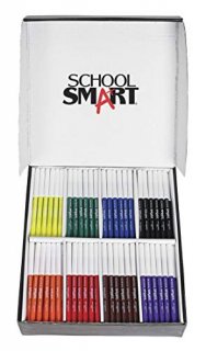 School Smart 086417 Non-Toxic Watercolor Combo Marker Pack, Conical, Fin
