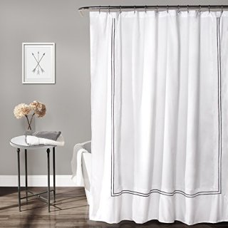 Lush Decor Hotel Collection Shower Curtain 72 by 72 White/Gray