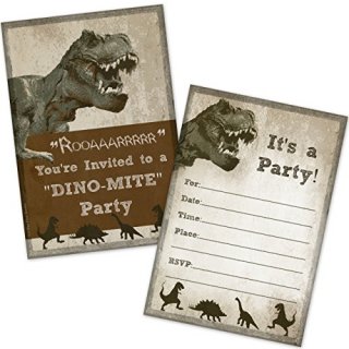 封筒付きT-Rexの恐竜の誕生日パーティーの招待状20カウント
