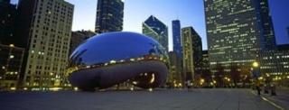 Panoramic Images  Buildings in a city Cloud Gate Millennium Park Chicago Cook Co