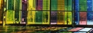 Panoramic Images  Multi-colored glass in a convention center Palais De Congres D