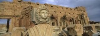 Panoramic Images  Close-up of a statue in an old ruined building Leptis Magna Li