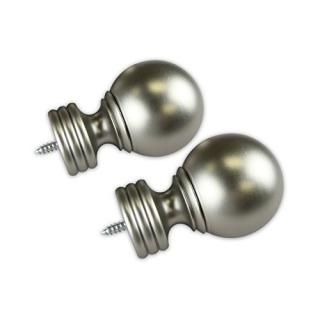 Satin Nickel - Rod Desyne Sphere Finial BP04 Pair for 2.5cm - 1.3cm Rod Decorati