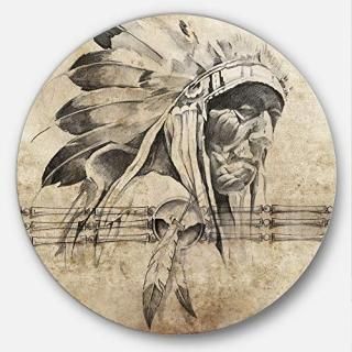 DesignArt mt7951-c23?American Indian Warrior Tattooåǥ륢ȱɥȡ23? x 23