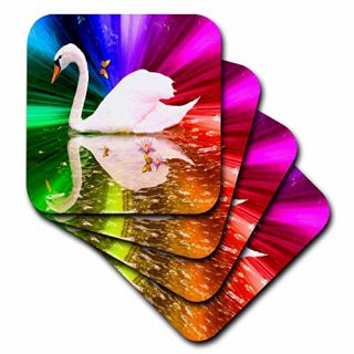 set-of-8-Soft - 3dRose cst_6557_2 Rainbow Swan-Photography Bird Art-Soft Coaster