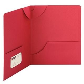 Lockit Two-Pocket Folder Leatherette Stock 11 x 8-1/2 Red 25/Box  
