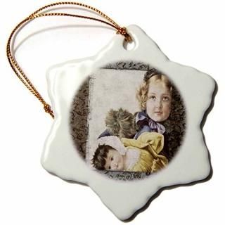 3d֥饦ǥ̥ơ??Victorian Girl andͷ??Ornaments 3 inch Snowflake Porcela