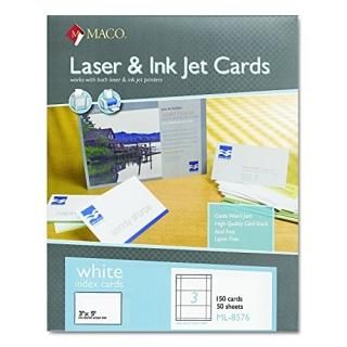 Maco ML-8576 Unruled Index Cards- 3 x 5- White- 150/Box