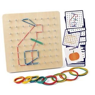 Coogam Wooden Geoboard Mathematical Manipulative Material Array Block Geo Board 