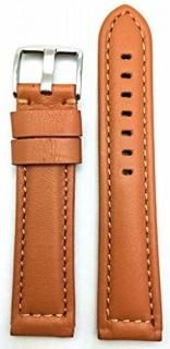 NEWLIFE 22mm Long Panerai Style Watch Band  Brown Genuine Leather Smooth Soft Re