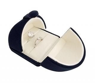 Double Rings - Svea Display Blue Velvet Jewellery Box Double Ring Gift Packaging