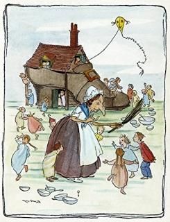 Mother Goose 1913 NThere Was An Old Woman Who Lived In A Shoe Pen And Ink Drawin