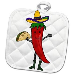 3drose륹ޥ륺ȥեˡ??Cute Funny Red Hot Jalapeno Pepper Man Eating Taco??Ĥ 
