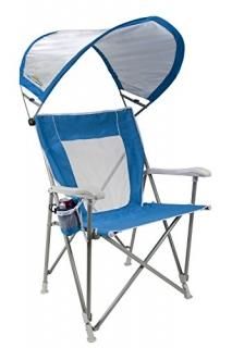 GCI Waterside SunShade Folding Captain's Beach Chair with Adjustable SPF Canopy