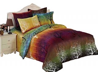 Rainbow Tree 3pc Duvet Cover Set Duvet Cover and Two Matching Pillowcases King b