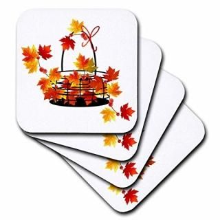 set-of-4-Soft - 3dRose cst_62678_1 Autumn Leaves Basket Soft Coasters Set of 4