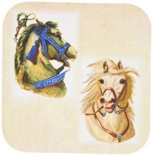 set-of-4-Soft - 3dRose cst_61866_1 Vintage Carousel Horse Heads Soft Coasters Se