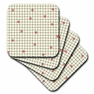 set-of-4-Soft - 3dRose cst_60930_1 White Weaved Little Red Strawberries Fruits S