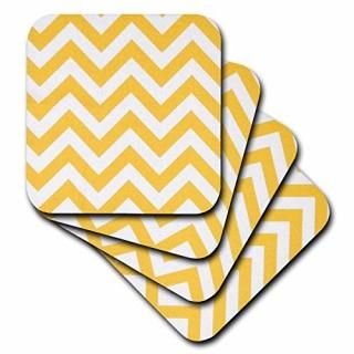 set-of-8-Soft - 3dRose cst_60581_2 Zig Zag Yellow Stripes Soft Coasters Set of 8