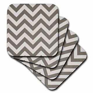 set-of-8-Soft - 3dRose cst_60555_2 Taupe Zig Zag Stripes Soft Coasters Set of 8