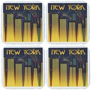 set-of-4-Soft - 3dRose cst_60474_1 Art Deco New York Poster Soft Coasters Set of