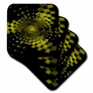 set-of-8-Soft - 3dRose cst_78606_2 Spiralling Yellow Squares Against a Black Bac