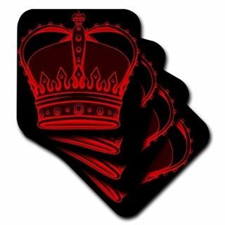 set-of-4-Soft - 3dRose cst_78393_1 Red Crown with Fleur De Lis on Top Against a 