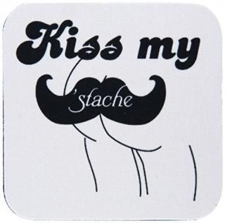 set-of-4-Soft - 3dRose cst_76619_1 Funny Kiss My Stache Moustache Humour-Black a